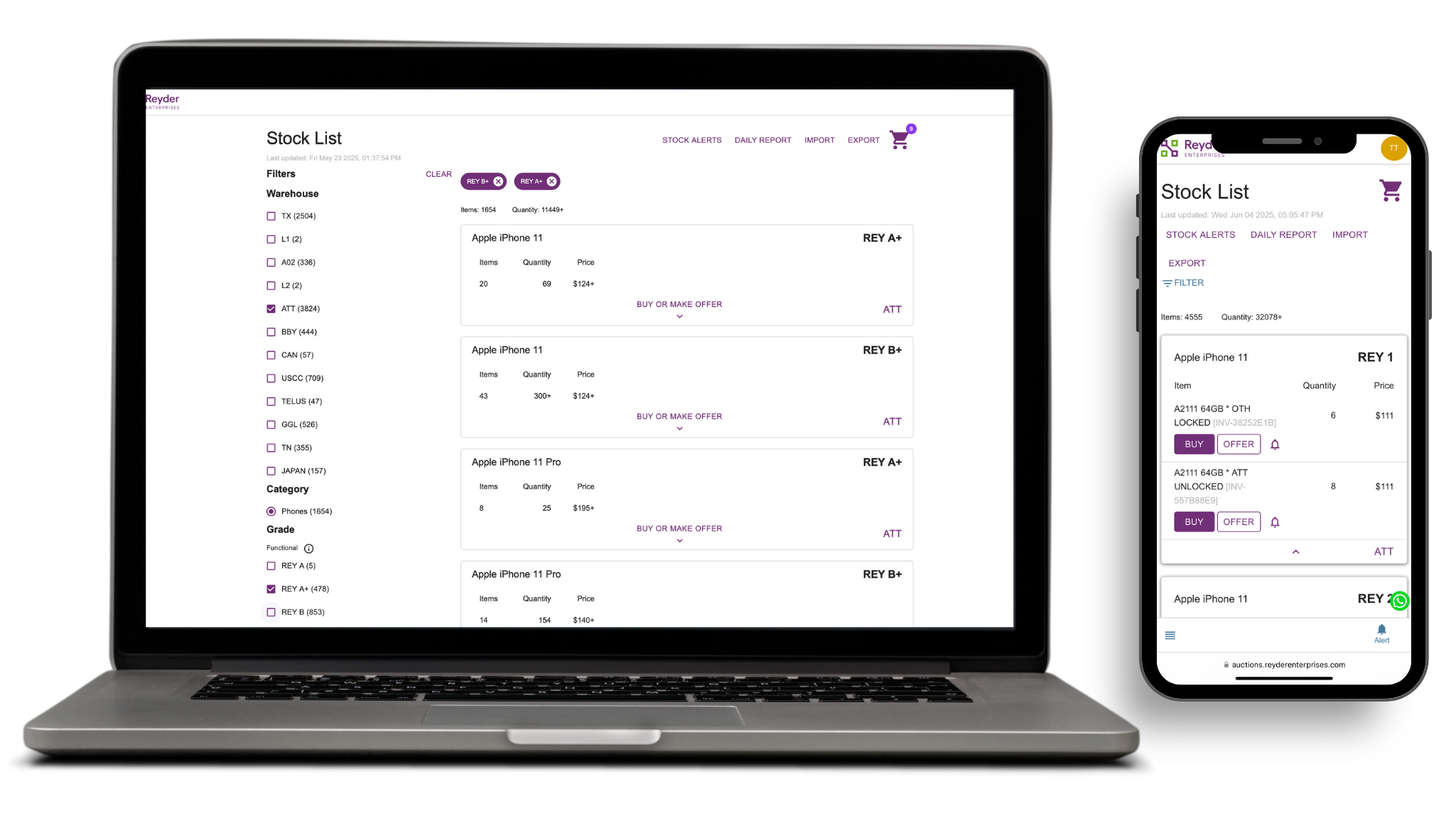 Preview of Reyder Enterprises Auction Platform Interface